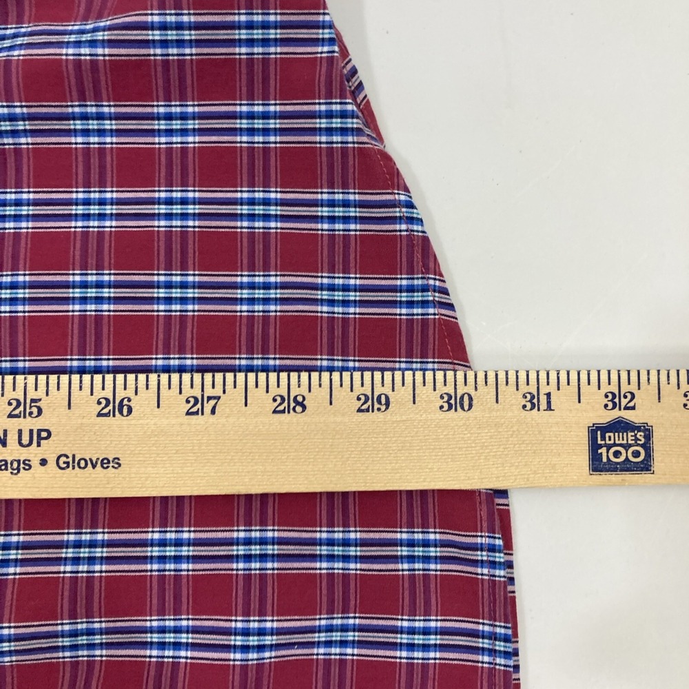 Chaps Men XXL Red and Blue Plaid Button Down Shirt Long Sleeves Stretch - Picture 8 of 8